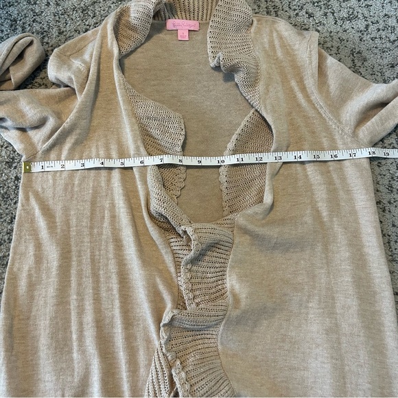Lilly Pulitzer Gold Metallic Cascading Ruffle Kiernan Cardigan Size Small - Picture 7 of 10
